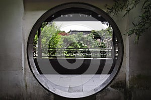 Round doorway at the Master of Nets Garden, Suzhou, China