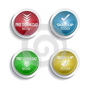 Round download and signup buttons photo