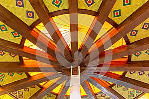 Round eastern ceiling with patterns in the building of the market in Muscat, the capital of Oman
