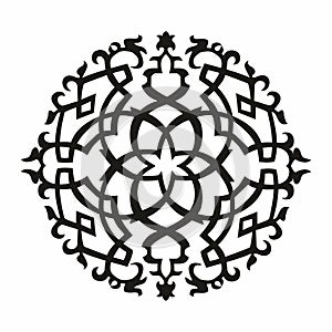 Round element and motifs of the Kazakh, Kyrgyz, Uzbek, Turkic national Islamic ornament for an individual logo and print design.