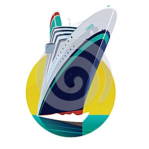 Round emblem with passenger liner