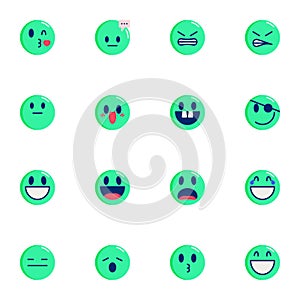 Round emoticons flat icons set