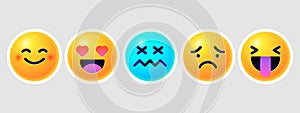 Round emoticons Yellow Emoji faces emoticon smile, digital smiley expression emotion feelings, chat cartoon emotes