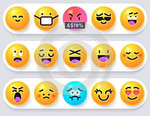 Round emoticons Yellow Emoji faces emoticon smile, digital smiley expression emotion feelings, chat cartoon emotes