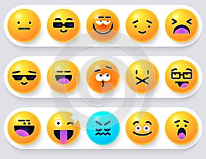 Round emoticons Yellow Emoji faces emoticon smile, digital smiley expression emotion feelings, chat cartoon emotes