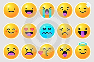 Round emoticons Yellow Emoji faces emoticon smile, digital smiley expression emotion feelings, chat cartoon emotes