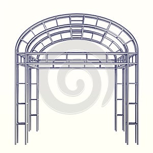 Round ended roof above steel metal construction on white