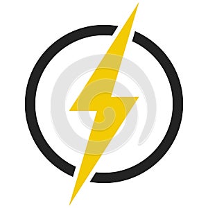 Round energy icon, lightning ring, spark lightning discharge energy sign