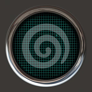 Round equalizer oscilloscope screen