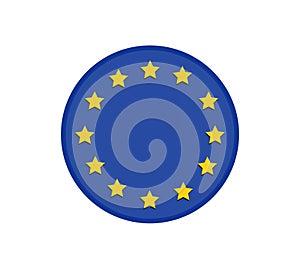 Round european union flag vector icon isolated, button official colors and proportion correctly. banner,