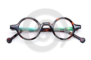 Round eyeglasses Black frame for businessman, Myopia nearsightedness, eyeglasses, isolate photo