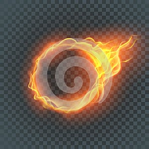 Round fiery frame. Glowing frames on transparent background.