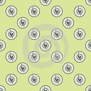 Round Financial Graph with Candlestick Chart inside vector colored seamless pattern