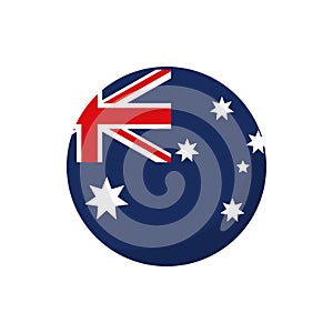 Round flag button australia icon on white background