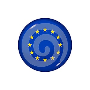 Round flag of European Union. Vector illustration. Button, icon, glossy badge