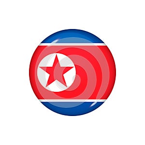 Round flag of North Korea. Vector illustration. Button, icon, glossy badge