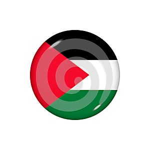 Round flag of Palestine. Vector illustration. Button, icon, glossy badge