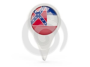 Round flag pin with flag of mississippi. United states local fla