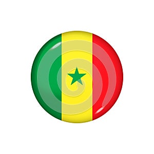 Round flag of Senegal. Vector illustration. Button, icon, glossy badge