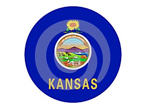 Round Flag of USA State of Kansas