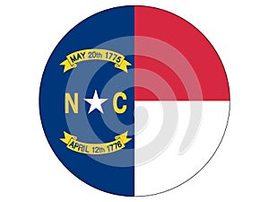 Round Flag of USA State of North Carolina