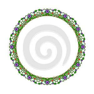 Round floral ornament on a white background
