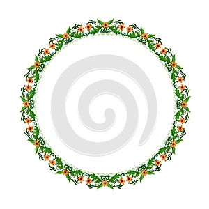 Round floral ornament on a white background