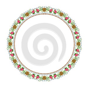 Round floral ornament on a white background