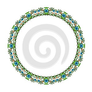 Round floral ornament on a white background