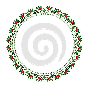 Round floral ornament on a white background