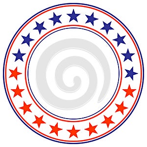 Round frame American flag. Independence day USA concept. Stars icon logo symbol. Vector Illustration