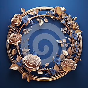 Round frame in art nouveau style with ornament. Retro frame with fairytale and magic decoration. Generated AI.