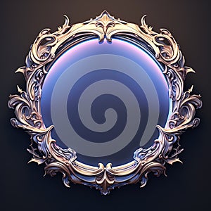 Round frame in art nouveau style with ornament. Retro frame with fairytale and magic decoration. Generated AI.