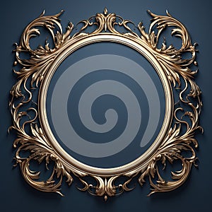 Round frame in art nouveau style with ornament. Retro frame with fairytale and magic decoration. Generated AI.