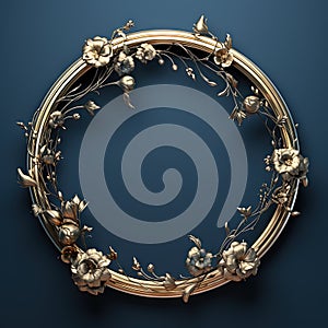 Round frame in art nouveau style with ornament. Retro frame with fairytale and magic decoration. Generated AI.