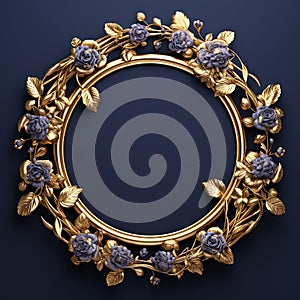 Round frame in art nouveau style with ornament. Retro frame with fairytale and magic decoration. Generated AI.