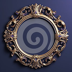 Round frame in art nouveau style with ornament. Retro frame with fairytale and magic decoration. Generated AI.