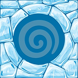 Round frame on blue Ice seamless pattern