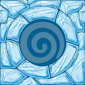 Round frame on blue Ice seamless pattern