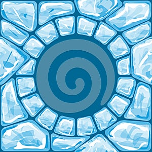 Round frame on blue Ice seamless pattern