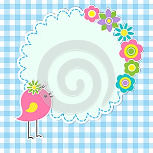 Round frame with cute bird