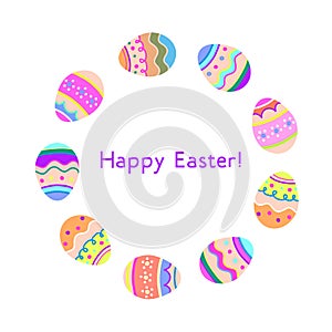 Round frame of Easter eggs