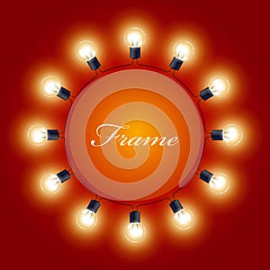 Round frame of light bulbs