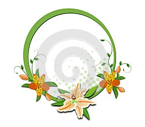 Round frame with lily and alstroemeria