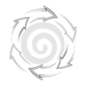 Round frame made of dashed arrows. Separation object. Vector outline object