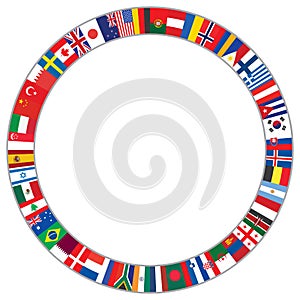 Round frame made of world flags