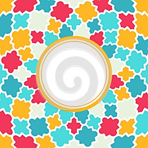 Round frame with Multicolor Quatrefoil pattern photo