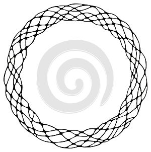 Round frame, random wire waves in circle with empty space for text.