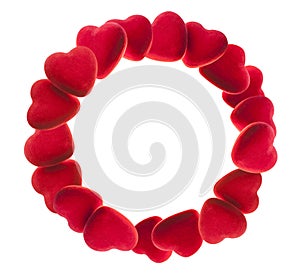 Round frame of red hearts