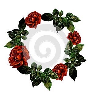 Round frame of roses